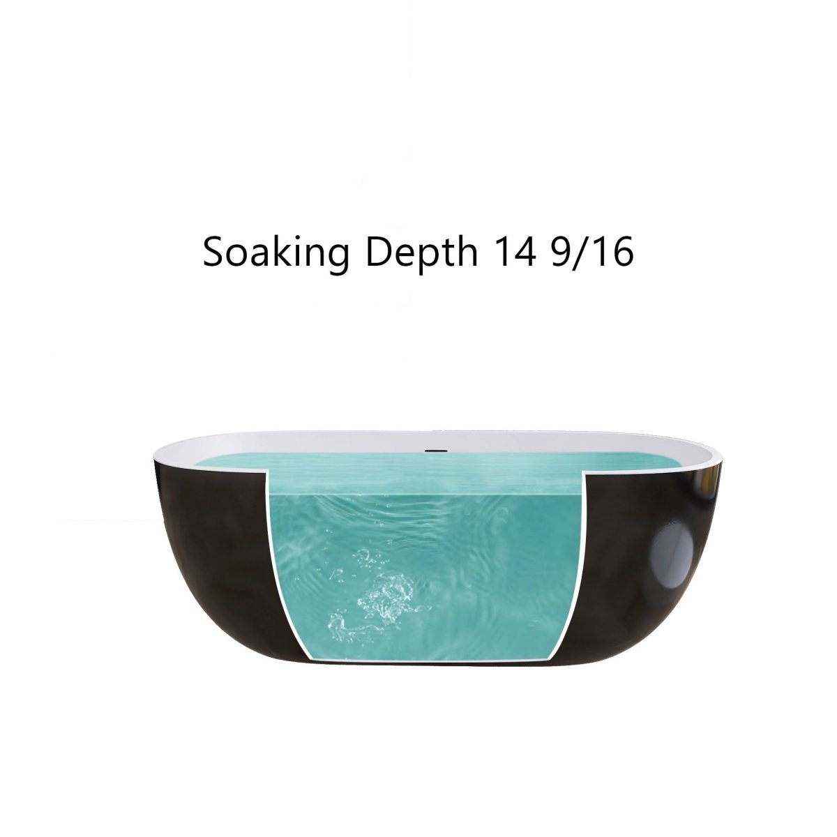 ExBrite 65" Bathroom Bathtub Acrylic Oval Shape Soaking Tub Adjustable Freestanding Anti-clogging Black