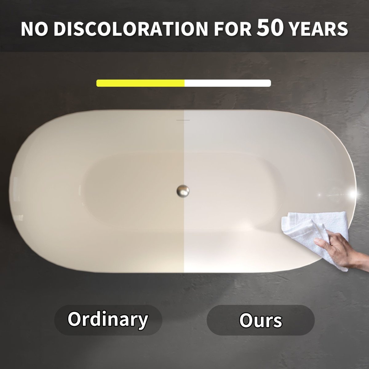 ExBrite 67" Bathtub Acrylic Free Standing Tub Classic Oval Shape Soaking Tub Gloss White - ExBriteUSA