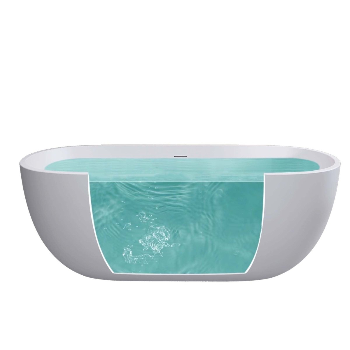 ExBrite Bathtub 55" Acrylic Free Standing Tub Classic Oval Soaking Tub Adjustable Freestanding Chrome Pop-up Drain Anti-clogging Gloss White