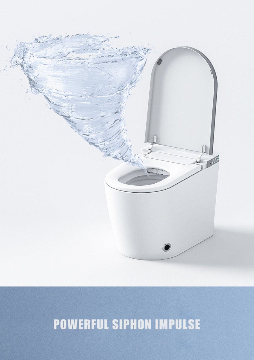 ExBrite Luxury Smart Toilet with Auto Open/Close Lid Auto Flush Warm Water and Heated Seat Modern Tankless Toilet with Remote Control