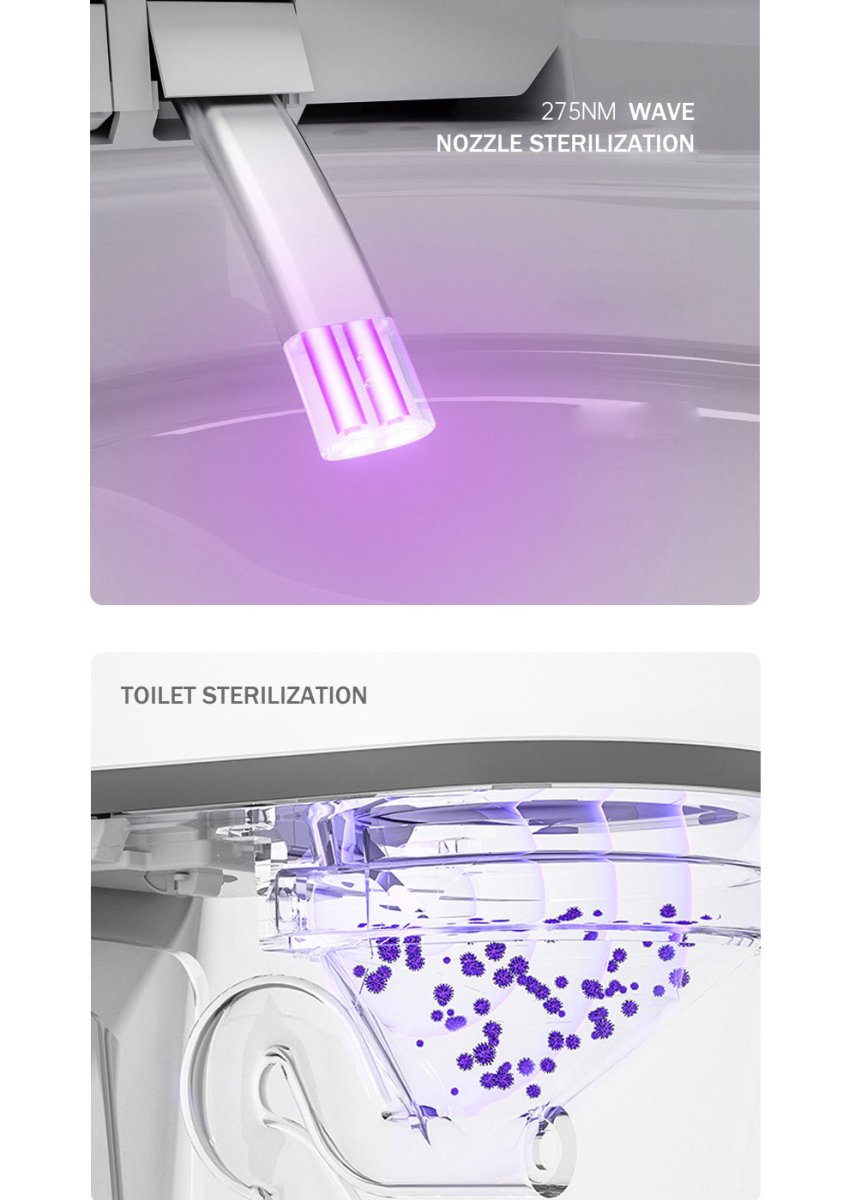 ExBrite Luxury Smart Toilet with Auto Open/Close Lid Auto Flush Warm Water and Heated Seat Modern Tankless Toilet with Remote Control