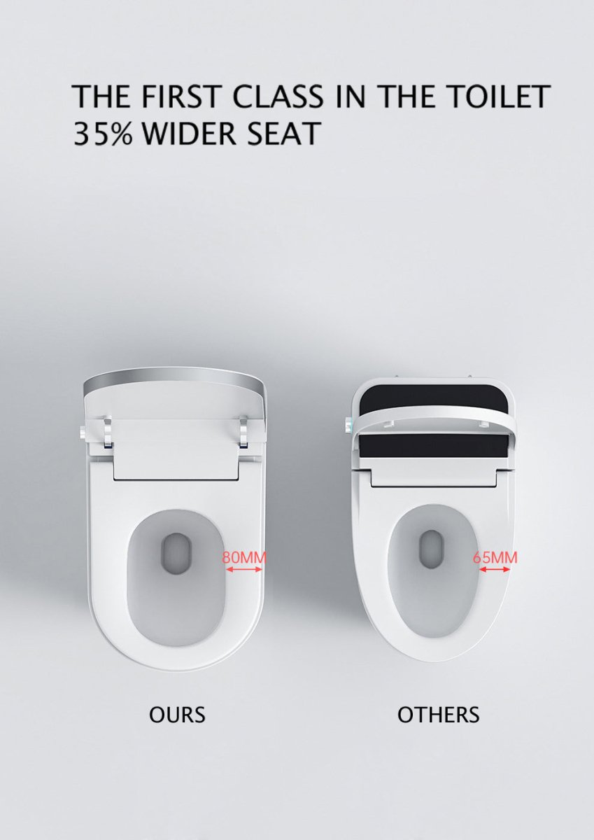 ExBrite Luxury Smart Toilet with Auto Open/Close Lid Auto Flush Warm Water and Heated Seat Modern Tankless Toilet with Remote Control