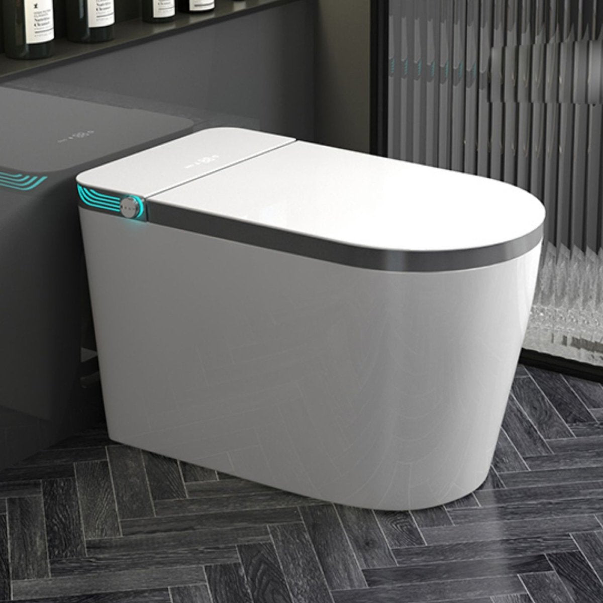 ExBrite Luxury Smart Toilet with Auto Open/Close Lid Auto Flush Warm Water and Heated Seat Modern Tankless Toilet with Remote Control