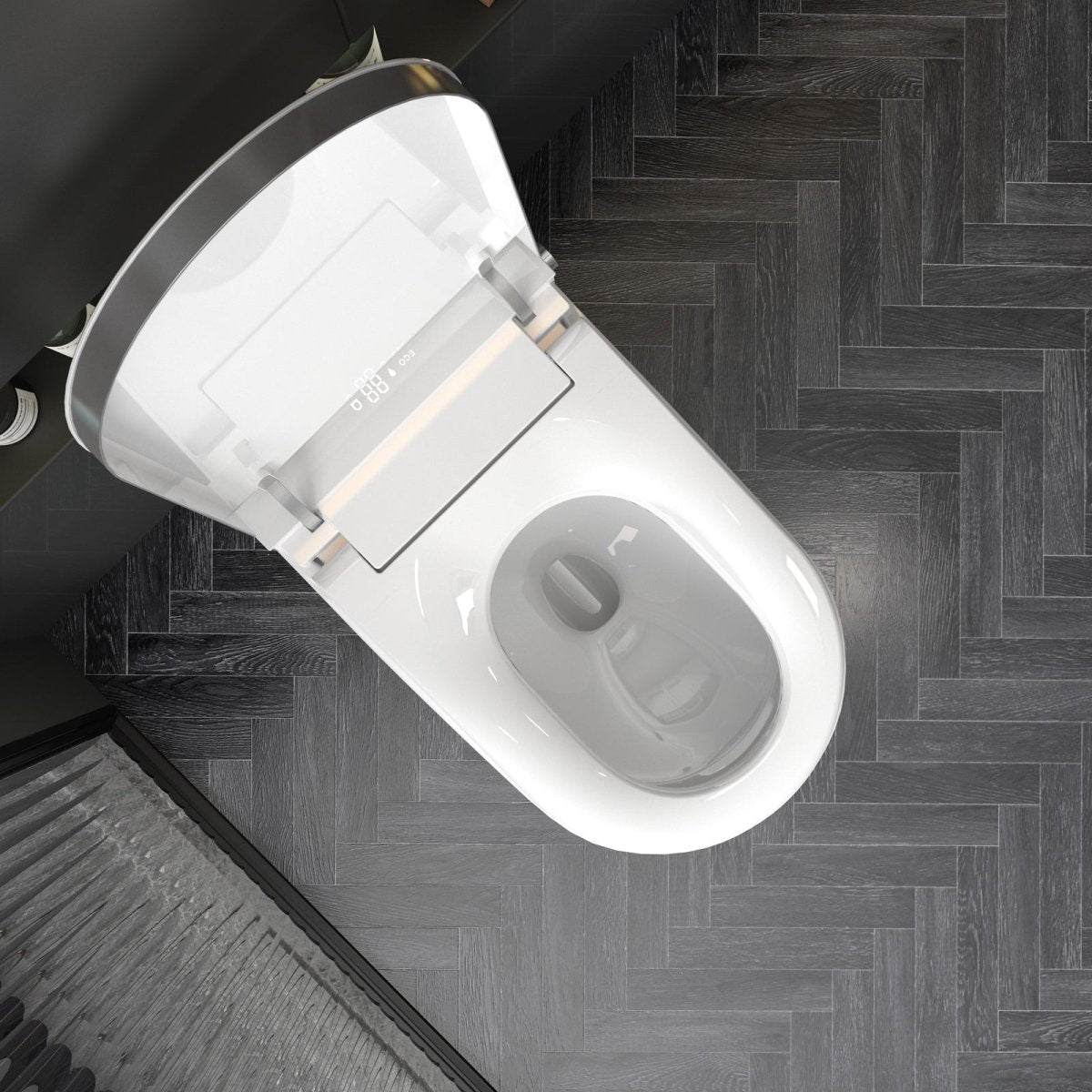 ExBrite Luxury Smart Toilet with Auto Open/Close Lid Auto Flush Warm Water and Heated Seat Modern Tankless Toilet with Remote Control