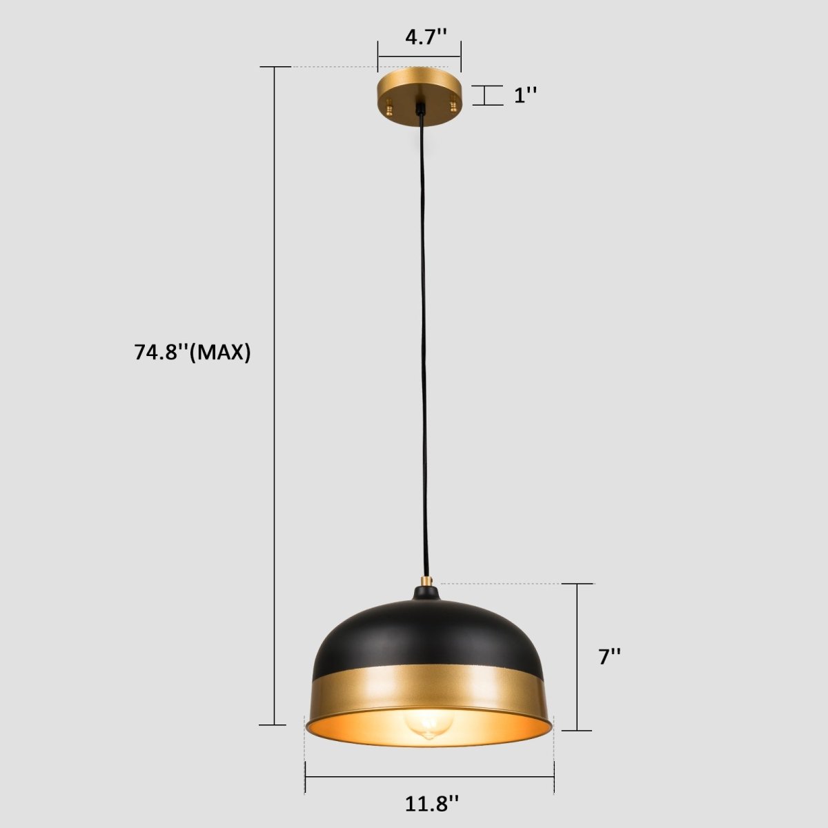 ExBrite Pendant Small (Black and Gold) 74.8“ Height Pendant Light - ExBriteUSA