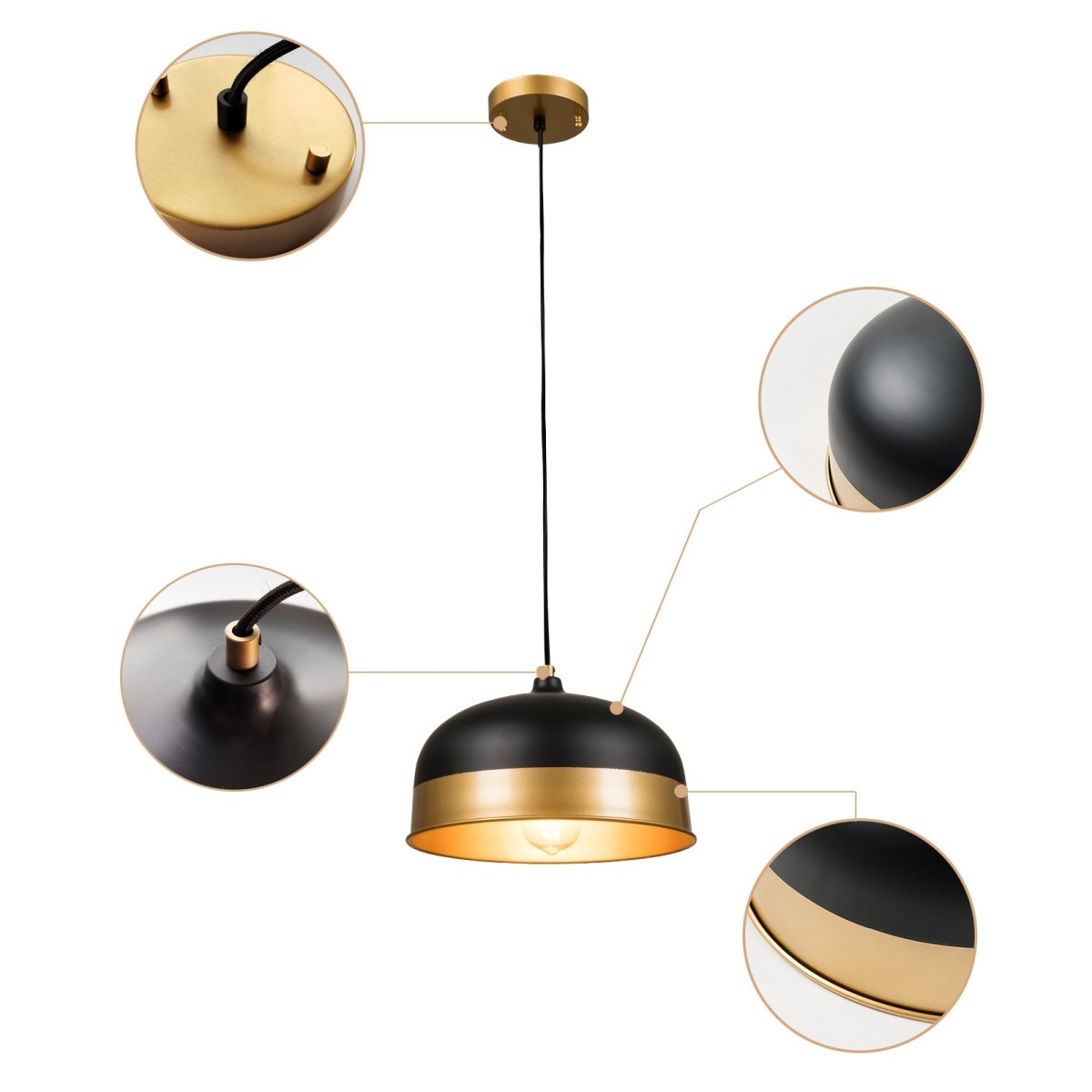 ExBrite Pendant Small (Black and Gold) 74.8“ Height Pendant Light - ExBriteUSA