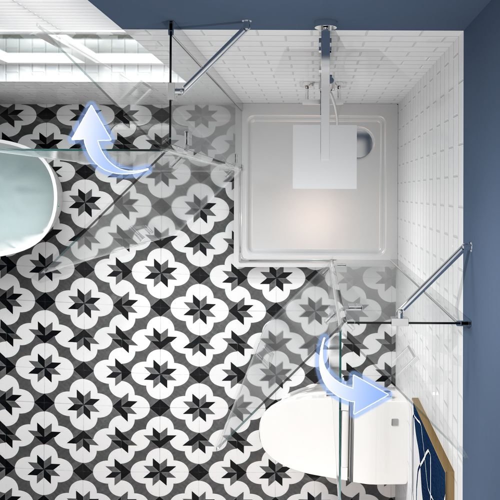 Haven Corner Shower Enclosure 36''D x 36''W x 72'' H Shower In Corner with 6mm Clear Glass Double Pivot Shower Door in Chrome Finish