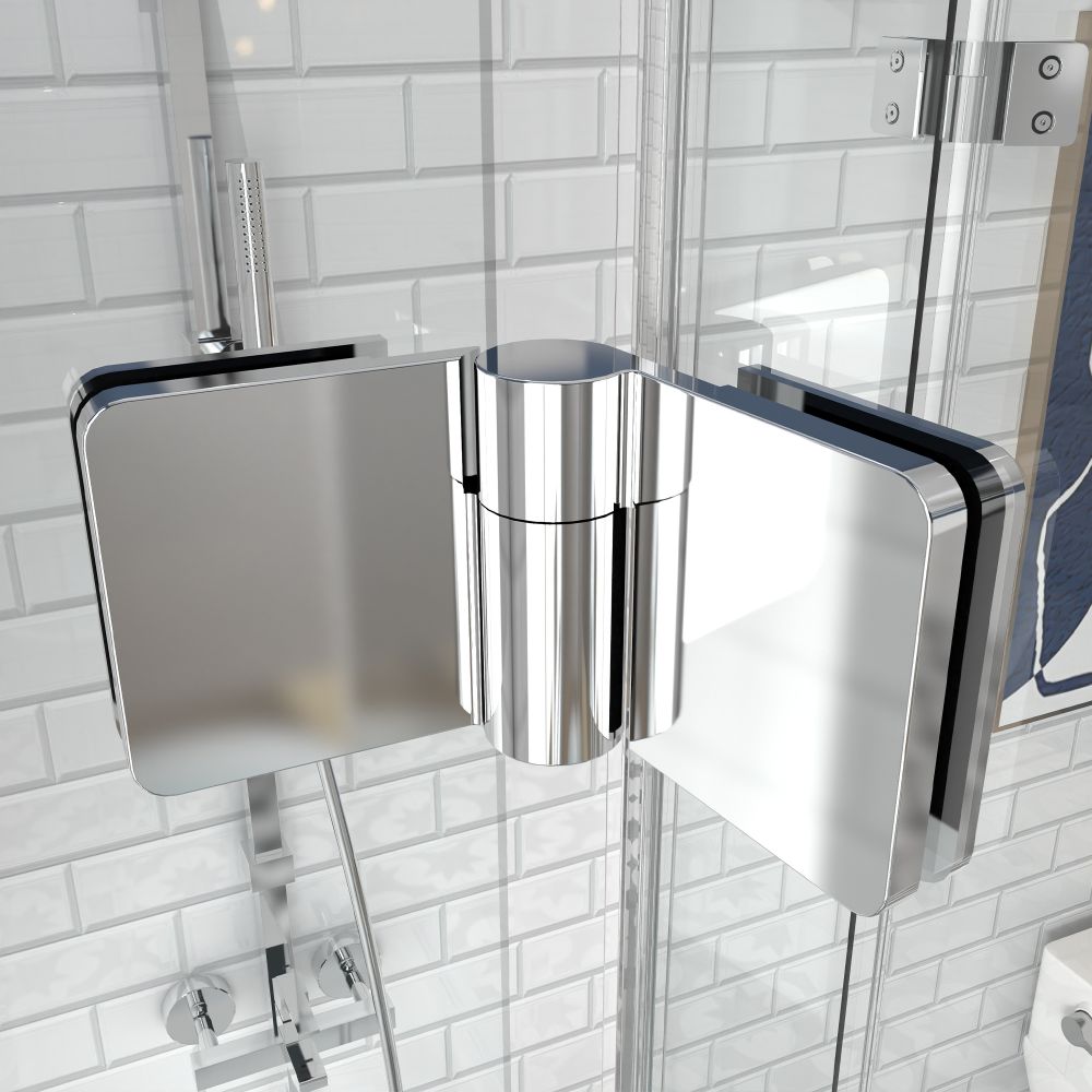 Haven Corner Shower Enclosure 36''D x 36''W x 72'' H Shower In Corner with 6mm Clear Glass Double Pivot Shower Door in Chrome Finish