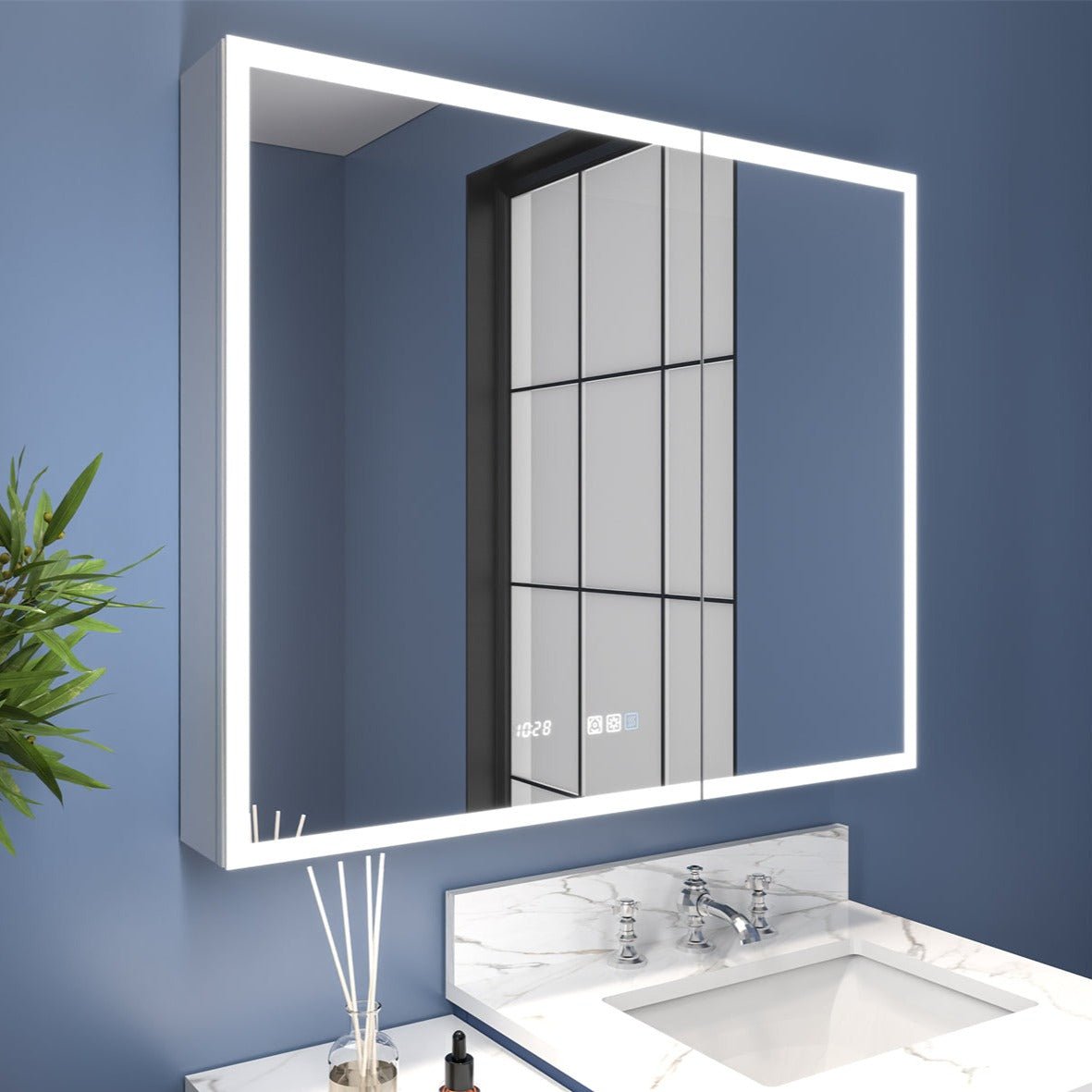 Rim 36" W x 30" H Led Lighted Medicine Cabinet Recessed or Surface wit ...