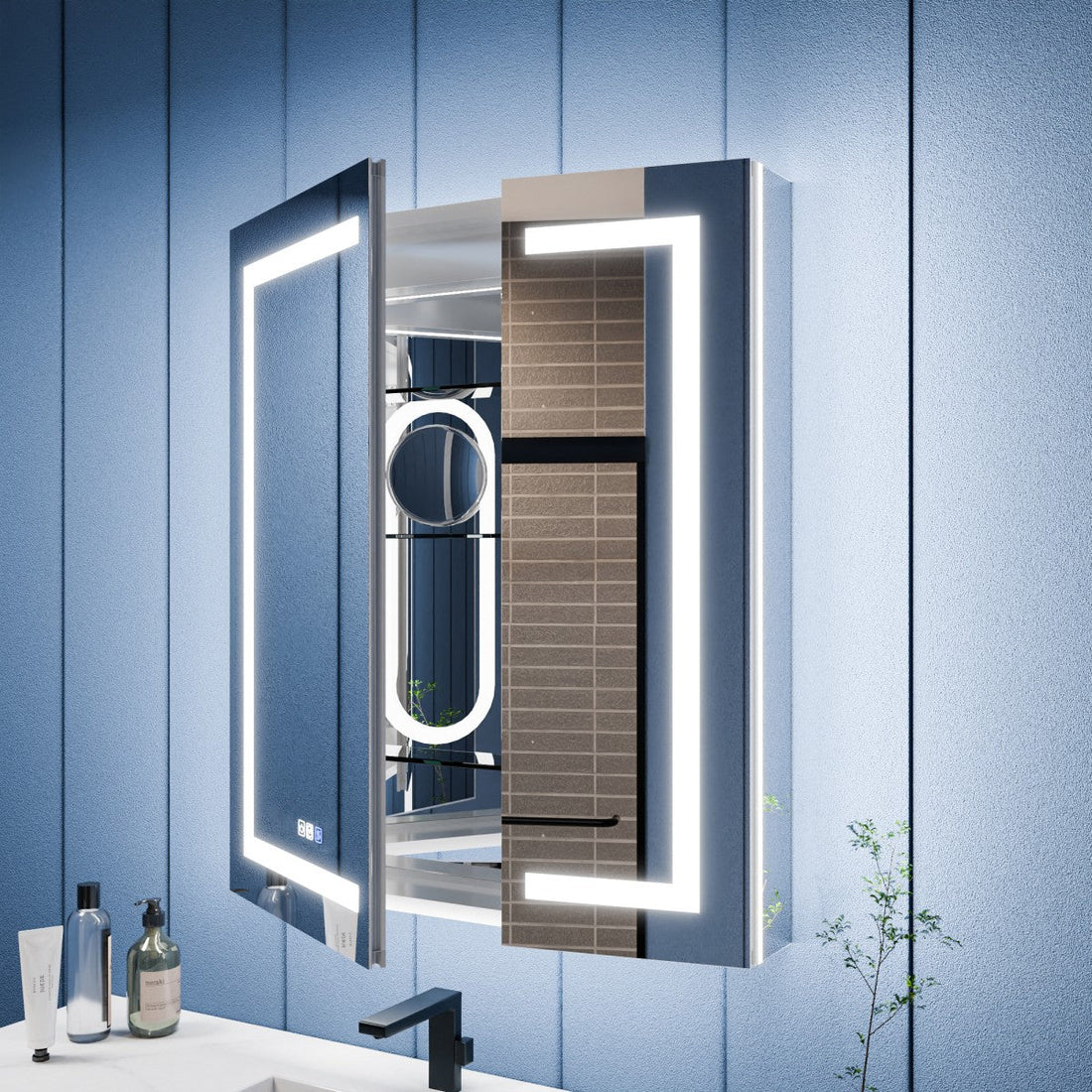 Illusion-B Series Heated Bathroom Mirror Cabinet: Premium LED Medicine Cabinet