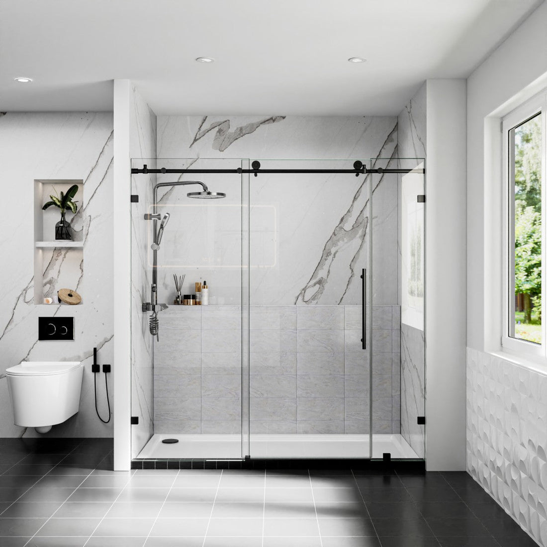 Anchor-W Series Glass Barn Door Shower: 72in Wide, High Value for Modern Bathrooms