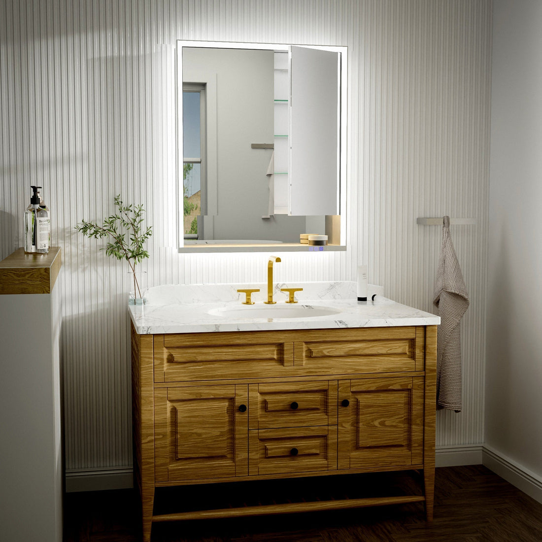 Ample Series Contemporary Medicine Cabinet: Smart Storage & LED Light