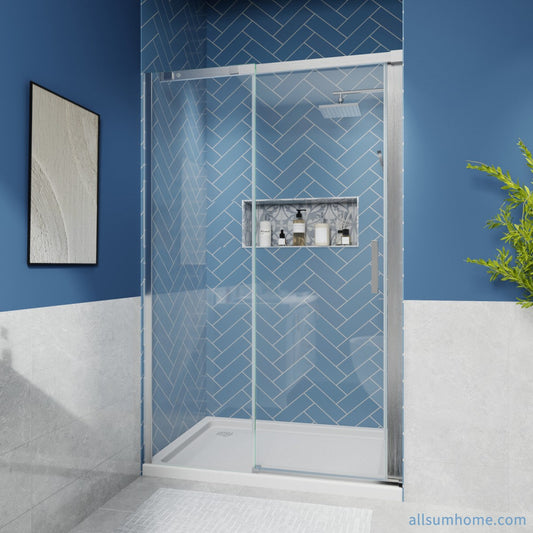 Sliding Glass Shower Door Adjustable Barn Style 8mm Tempered Glass for Residential & Commercial Bathrooms|ExBrite Lock Series