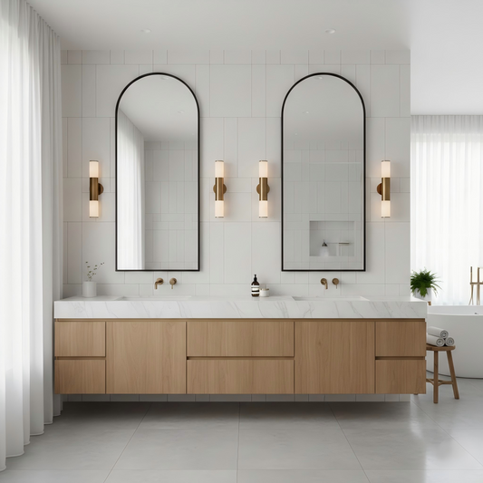 Double Vanity Layouts: 2 Separated Vanities and Mirrors for Luxury Bathrooms