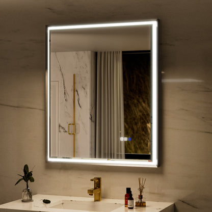 30"W x 36"H Lighted Mirrors | Verloar Brushed Nickel Front-Lit Mirror