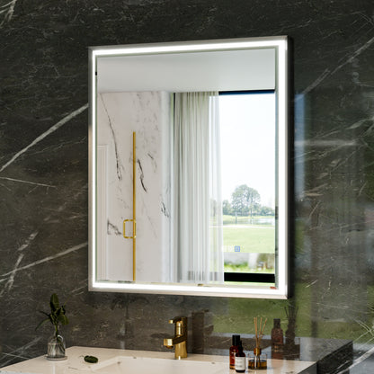30"W x 36"H Lighted Mirrors | Verloar Brushed Nickel Front-Lit Mirror