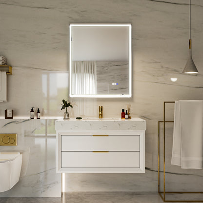 30"W x 36"H Lighted Mirrors | Verloar Brushed Nickel Front-Lit Mirror