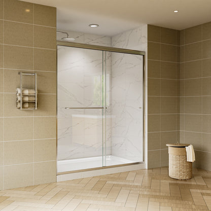 Glide 44-48" x 72" Framed Shower Door in Brushed Nickel,Water Repellent Glass Shower Door,Easy Glide Rollers Sliding Shower Door