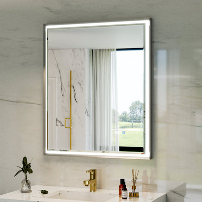 30"W x 36"H Lighted Mirrors | Verloar Brushed Nickel Front-Lit Mirror