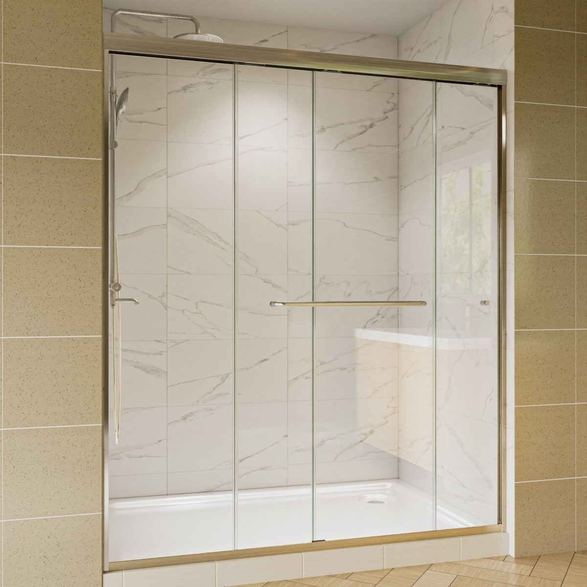 Glide Framed Shower Door 50-54 in. W x 72 in. H Bypass Sliding Shower Enclosure,Brushed Nickel,Double Sliding Glass Bathroom Doors