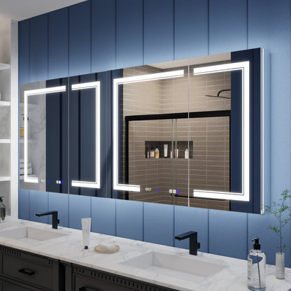 Illusion-B 76" x 32" Led Lit Medicine Cabinet with Magnifiers Front and Back Light