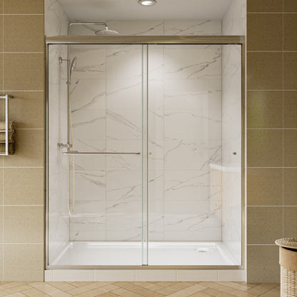 Glide 44-48" x 72" Framed Shower Door in Brushed Nickel,Water Repellent Glass Shower Door,Easy Glide Rollers Sliding Shower Door