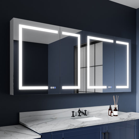 Boost-M2 Large Medicine Cabinet 72" W x 32" H Bathroom Narrow Light with Vanity Mirror Recessed or Surface