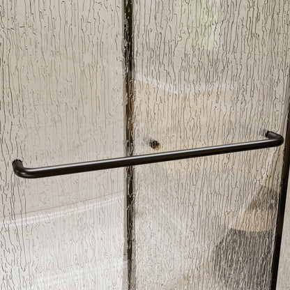 Glide-RA Semi-Frameless Shower Door 56-60 in. W x 70 in. H Bypass Sliding Shower Enclosure,Matte Black,Double Sliding Rain Glass Doors