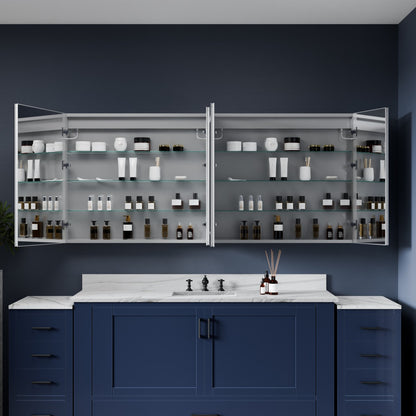 Boost-M2 Large Medicine Cabinet 72" W x 32" H Bathroom Narrow Light with Vanity Mirror Recessed or Surface