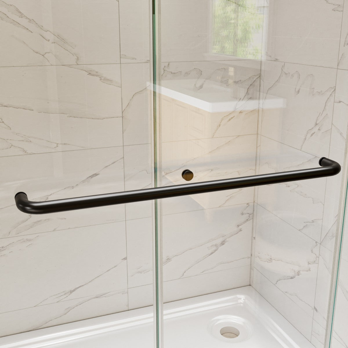 Glide 44-48" x 72" Framed Shower Door in Matte Black,Water Repellent Glass Shower Door,Easy Glide Rollers Sliding Shower Door