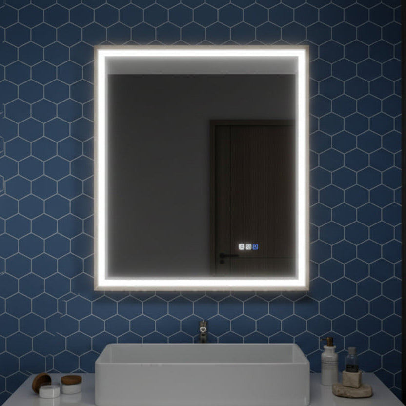 Verloar 30" W x 36" H Framed Lighted Bathroom  Mirror,Dimmable,Anti Fog,Front-Lit Illumination,Brushed Nickel