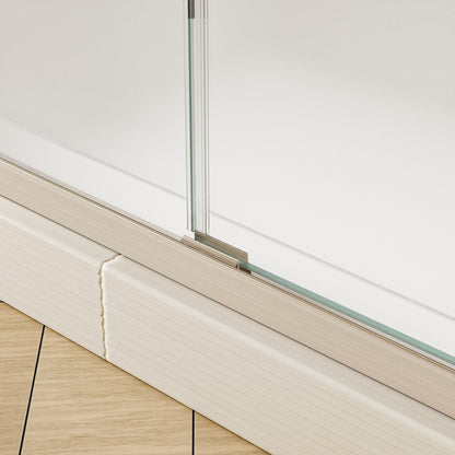 Glide Framed Shower Door 56-60 in. W x 72 in. H Bypass Sliding Shower Enclosure,Brushed Nickel,Double Sliding Glass Bathroom Doors