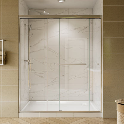 Glide 44-48" x 72" Framed Shower Door in Brushed Nickel,Water Repellent Glass Shower Door,Easy Glide Rollers Sliding Shower Door
