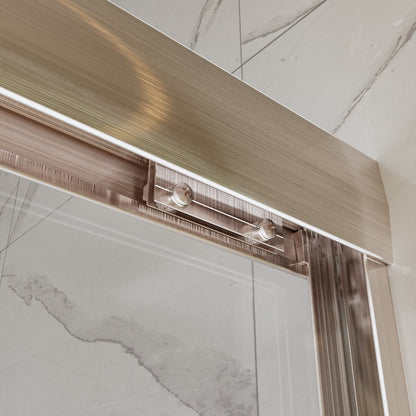 Glide 44-48" Wide x 70" Sliding Glass Shower Doors Frame in Nickel,Clear Tempered Glass