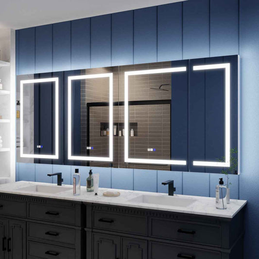 Illusion-B 90" x 36" Medicine Cabinets with LED Lights with Magnifiers Front and Back Light