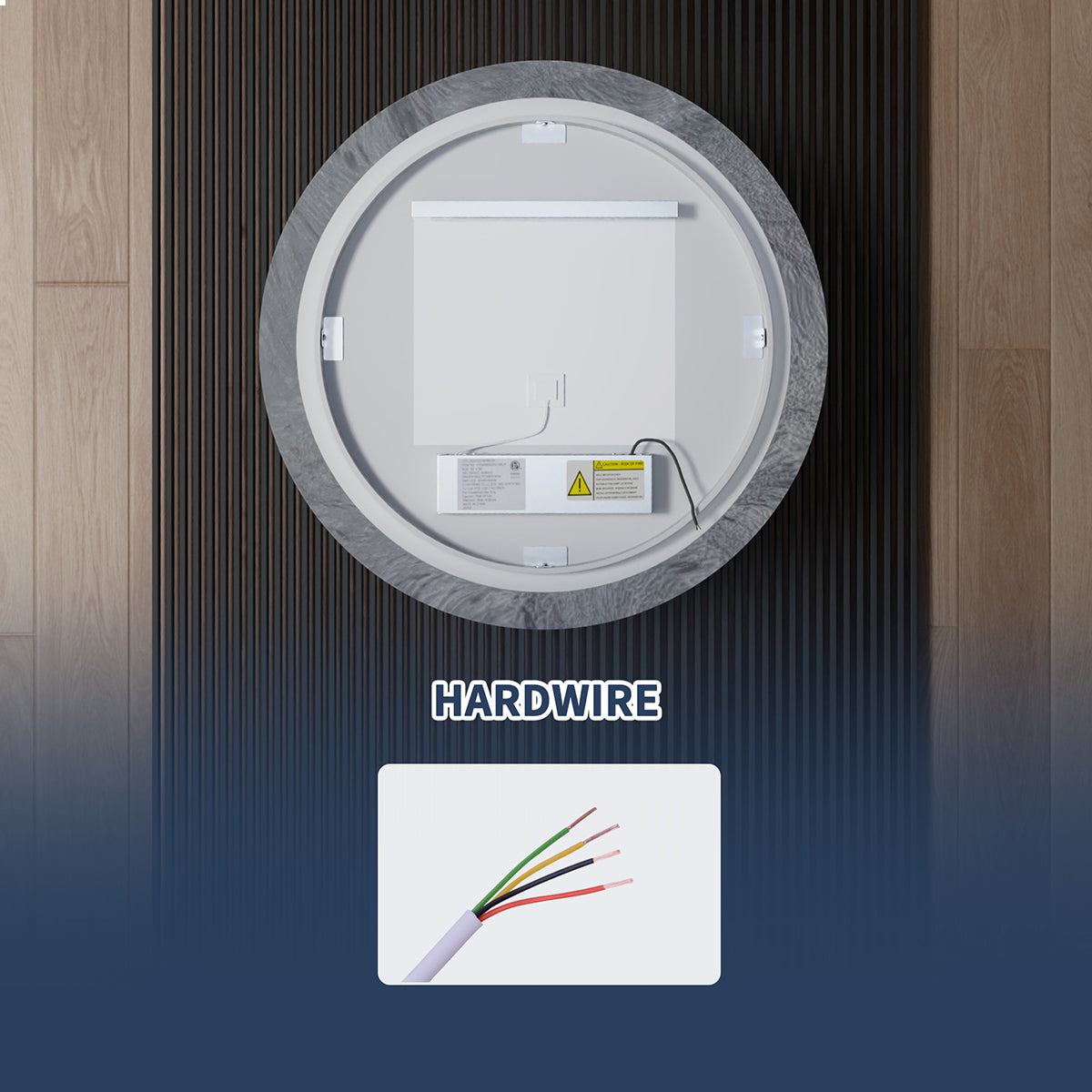 Glacy Series 30" x 30" Round LED Bathroom Mirror – Ice Textures Edge, Smart Dimming, Defogger, ETL Certified - ExBriteUSA