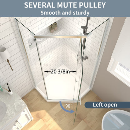 Prism Neo-Angle Frameless Shower Door 36 in. W x 72 in. H Corner Shower Enclosure,6mm Clear Glass,Pivot Shower Doors,Chrome,Not Base