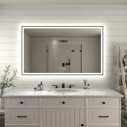 Apex-Noir 60"x36" Framed LED Lighted Bathroom Mirror