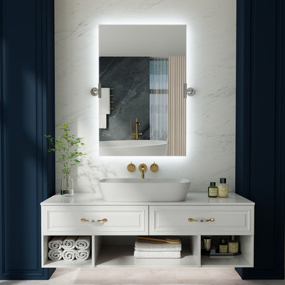 24"x 36" Navi-pro  Frameless Rectangular 3-Color Backlit Pivoting LED Bathroom Mirror