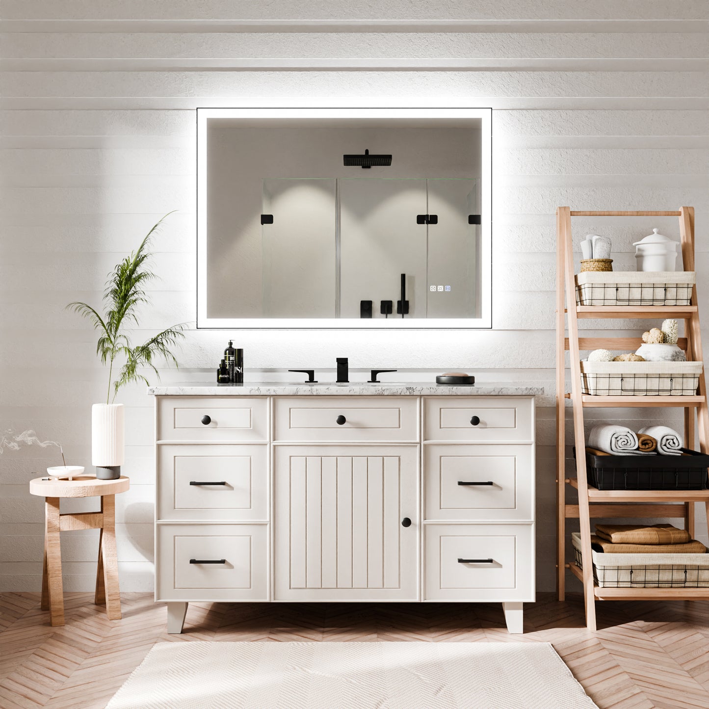 Apex-Noir 48"x36" Framed LED Lighted Bathroom Mirror