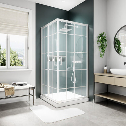 Haven-S 38" x 72" Corner Shower Enclosure,6mm Clear Glass,Double Sliding Shower Doors,White,Not Base,Adjustable