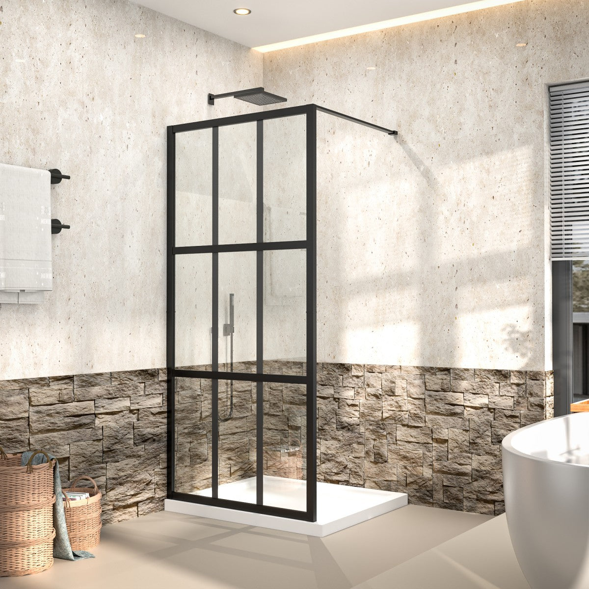 Atlas 34" X 72" Black Shower Door Clear Tempered Glass Framed Shower Screen Walk-in,Corner shower door