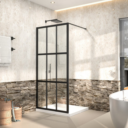Atlas 34" X 72" Black Shower Door Clear Tempered Glass Framed Shower Screen Walk-in,Corner shower door
