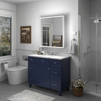 Rim 30" W x 32" H LED Lighted Medicine Cabinet - Recessed or Surface Mount with Outlets & USBs