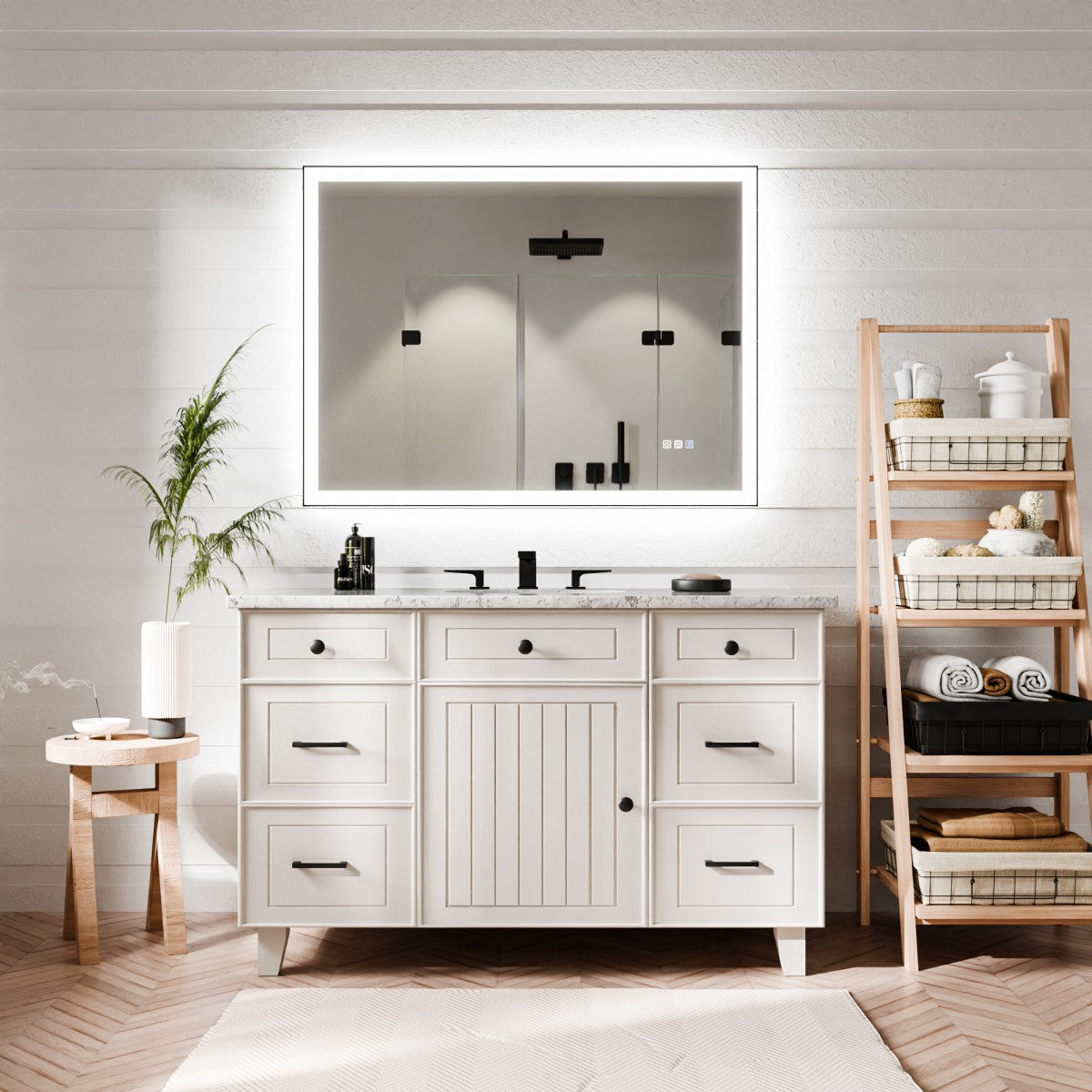 Apex-Noir 48"x36" Framed LED Lighted Bathroom Mirror