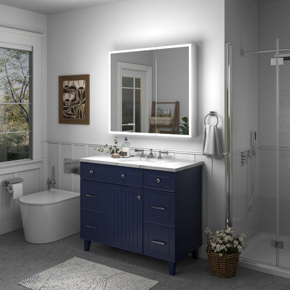 Rim 36" W x 32" H  Lighted Medicine Cabinet Recessed or Surface LED Medicine Cabinet with Outlets & USBs