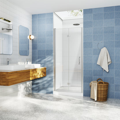 Adapt Allsumhome Bifold Shower Door 34-36 in.W x 72 in.H Pivot Swing Shower Doors,Brushed Nickel,Clear Tempered Glass