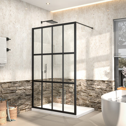 Atlas 46" X 72" Black Shower Door Clear Tempered Glass Framed Shower Screen Walk-in,Corner shower door