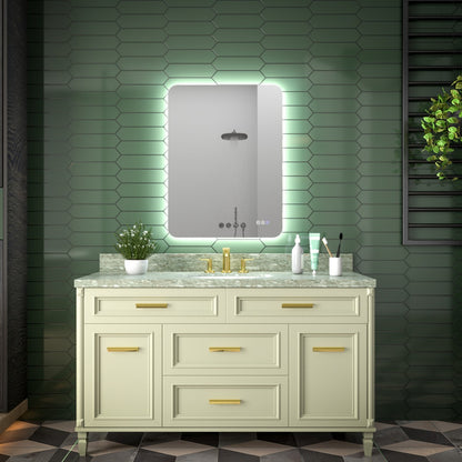 Brivaro 24" x 32" Backlit LED Bathroom Mirror with Nano-Tempered Glass, Anti-Fog, Dimmable, 3 Lighting Modes