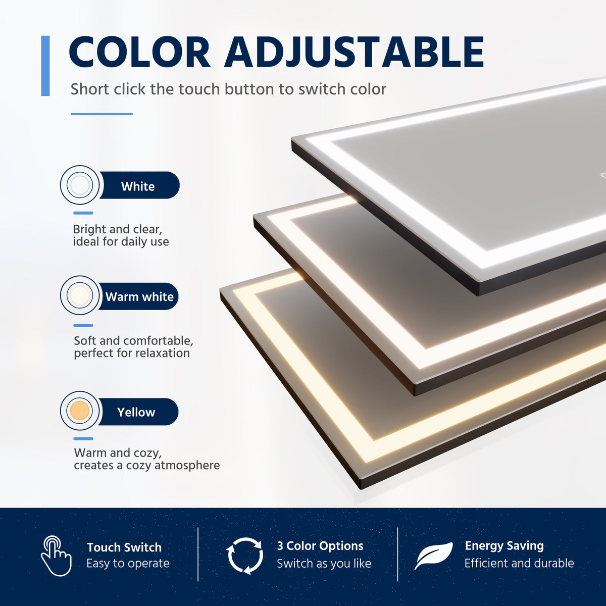 Nivor 80"x36" Dimmable LED Full-Length Floor Framed Mirror with Stand, 3-Color Lights & Wall-Mount Option